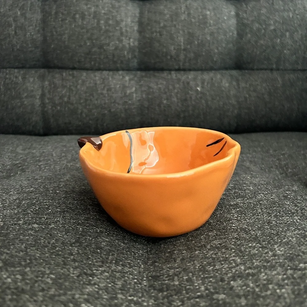 Pottery Barn Orange Pumpkin Spooky Candy Bowl